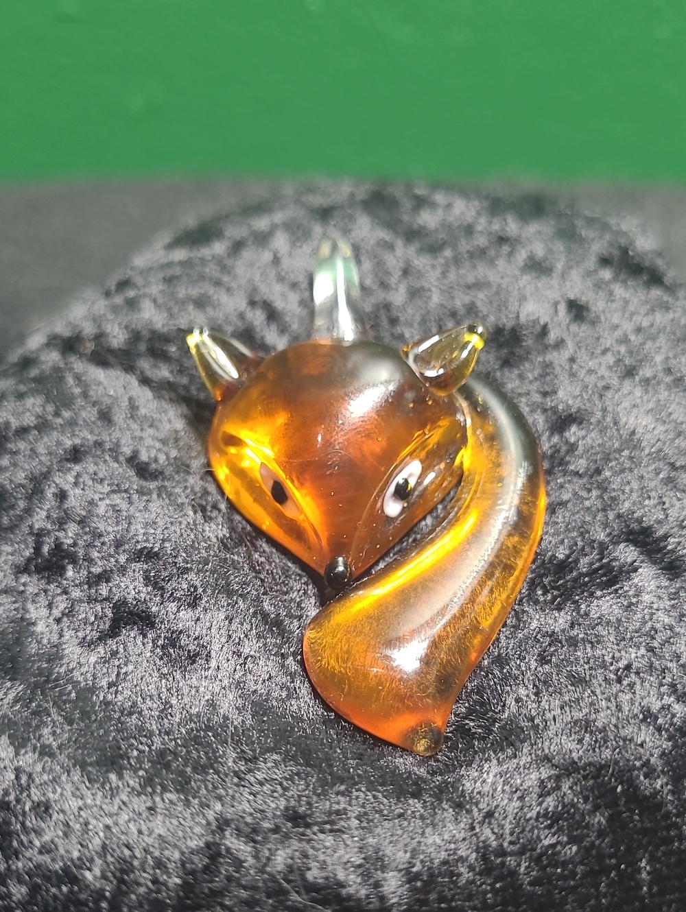 Amber Glass Fox Necklace Pendant - Picture 2 of 4